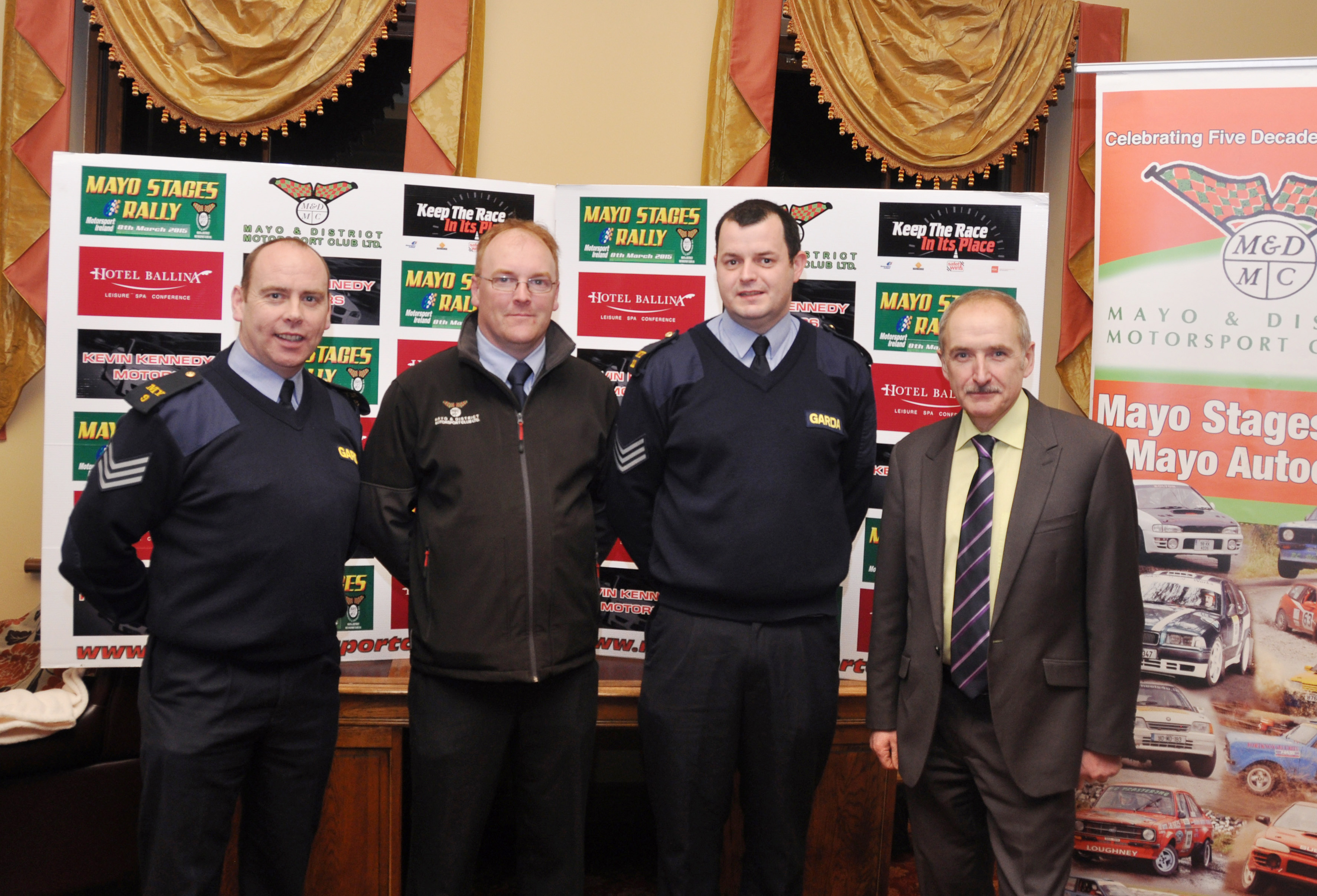 Garda Declan Casey, Padraic Roche, Sargent Derek Lynott and Joe Corcoran Mayo Motorsport Club